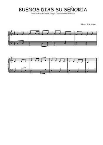 Téléchargez l'arrangement pour piano de la partition de Buenos dias su senoria en PDF